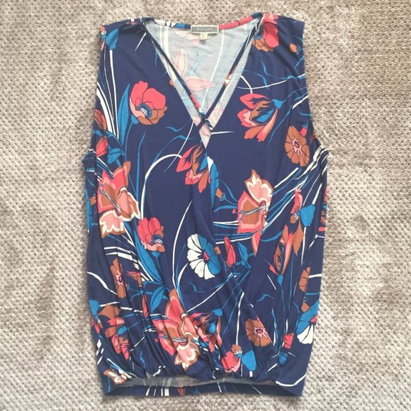 Pleione Floral Crossover Sleeveless Top - Picture 3 of 5